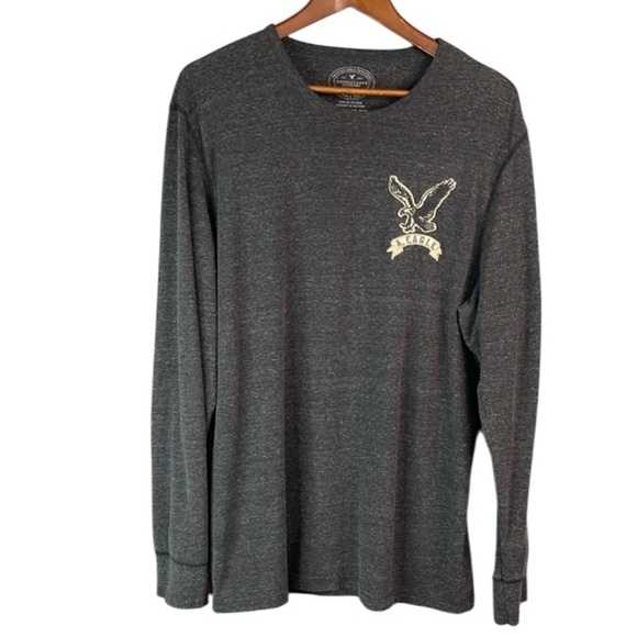 American Eagle Mens 3D Graphic Long Sleeve T-Shirt Charcoal Grey Athletic Fit XL - Picture 2 of 11